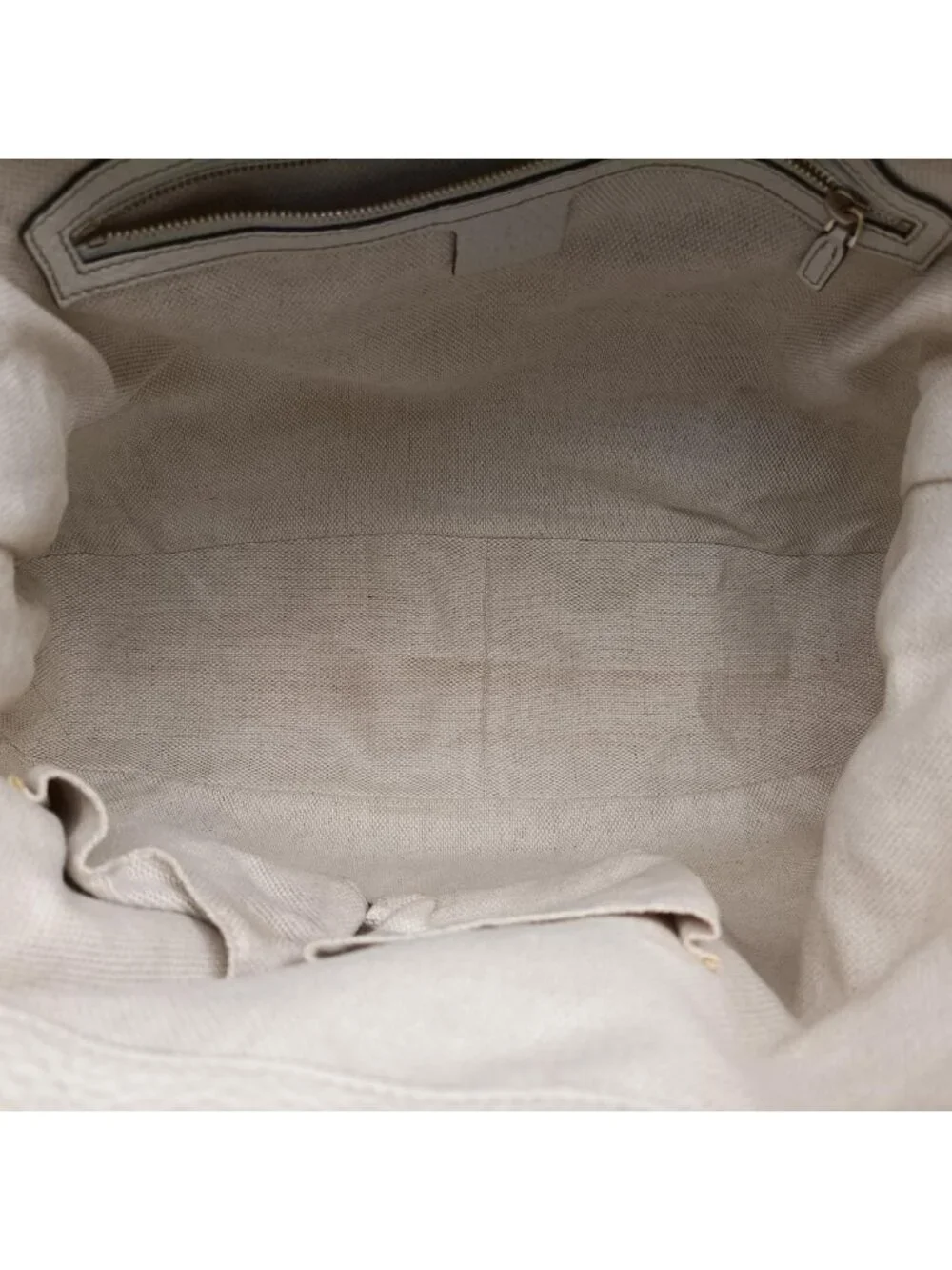 Gucci Bamboo Beige White Canvas Leather Shoulder Bag